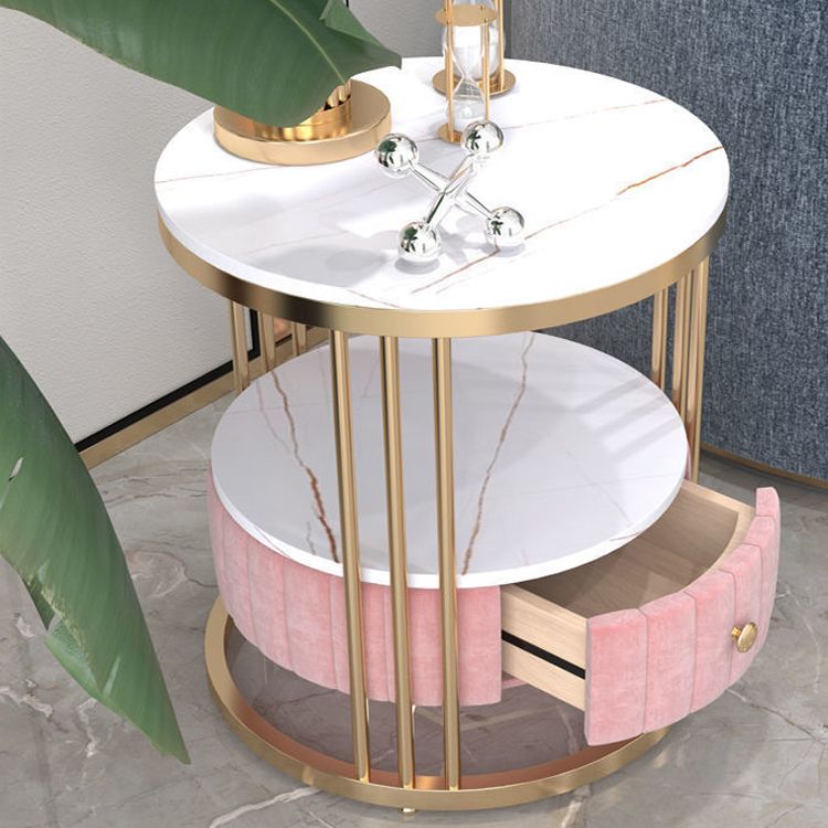 Glamour 1 - Mesa de acento de cajones Nightsand de 21.65 "Mesa nocturna de piedra de altura