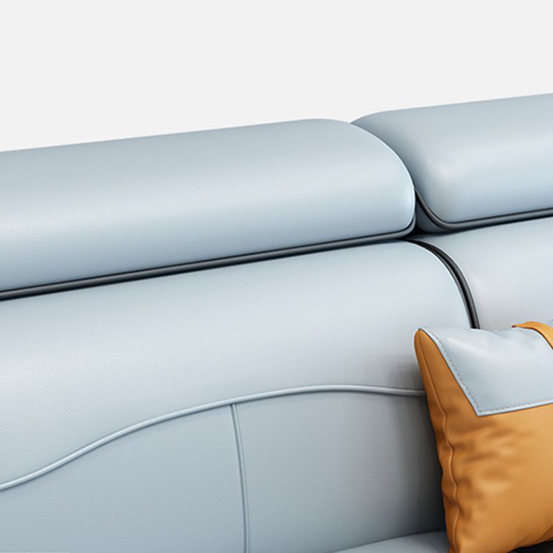 Contemporary Faux Feather/Linen Sofa with Pillows for Living Room