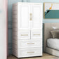 Beige and White Wardrobe Armoire Contemporary Style Plastic Wardrobe Cabinet