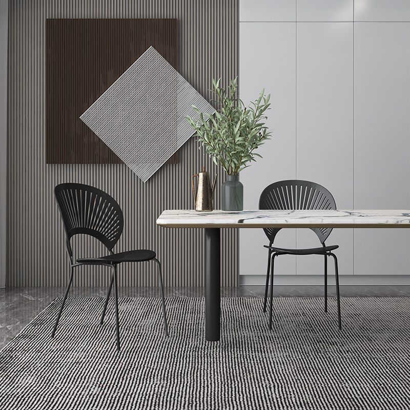 Sedie da pranzo a base di metallo in stile moderno sedia senza braccioli aperti