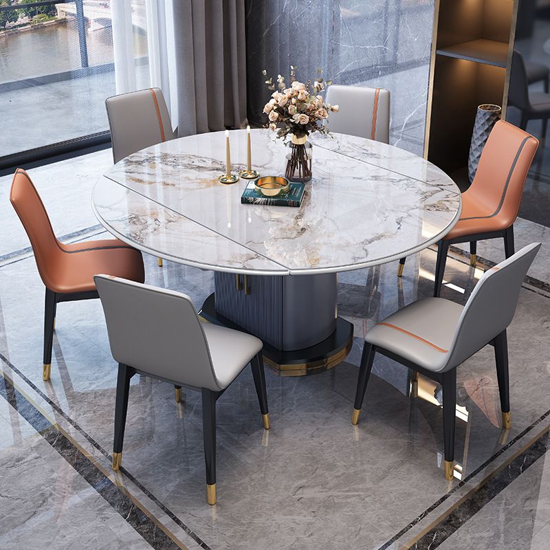 Foldable Modern Sintered Stone Dining Room Set with Round Top and Pedestal Base Furniture Clearhalo 'Dining Room Sets' 'Dining Tables & Seating' 'dining_room_set' 'furn' 'furn_dining_room_set' 'Furniture' 'furniture_dining_room_set' 'Kitchen & Dining Furniture' 'kitchen&dining_furn' 'kitchen' 1200x1200_6d2038c5-3eaa-47c0-aea1-1bad5ecb4f55