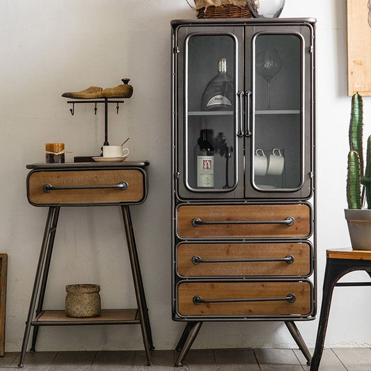 Industrial Cabinet Bar Pulls With Stroge Rectangle Distressed Wood Accent Cabinet Clearhalo 'Cabinets & Chests' 'cabinets_chests' 'furn' 'furn_cabinets_chests' 'Furniture' 'Living Room Furniture' 1200x1200_6d20a526-0e85-4fd8-84d6-6269fe508334