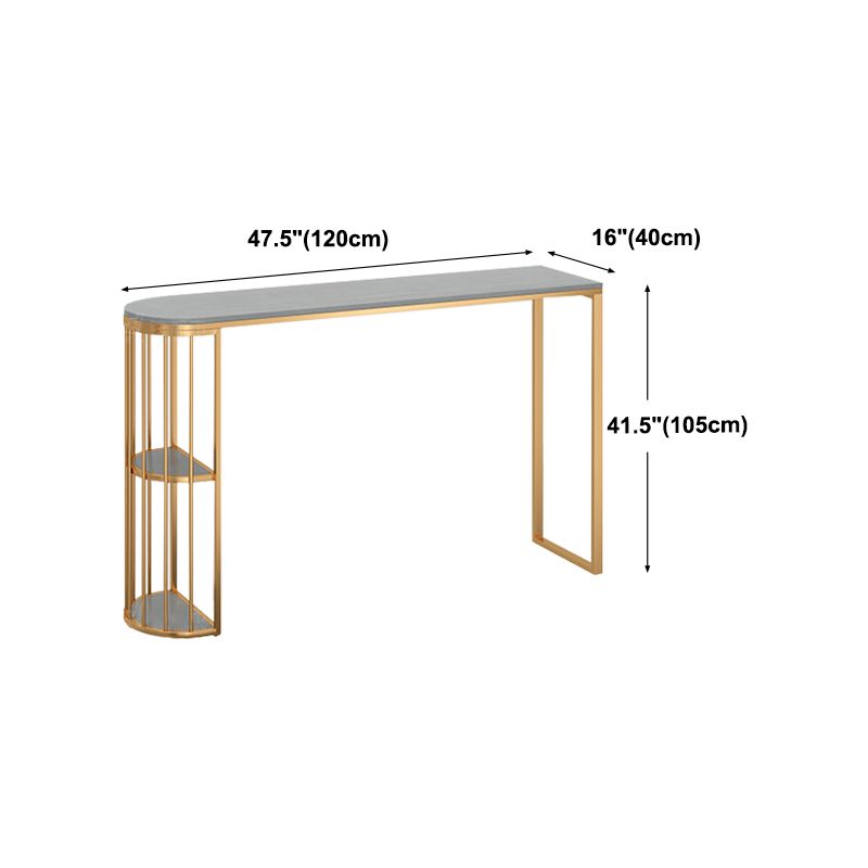Glam Gold Iron Bar Table Faux Marble Gray Specialty Top 41.3"H Bistro Table with Storage Clearhalo 'Bar Furniture' 'Bar Tables' 'bar_tables' 'furn' 'furn_bar_tables' 'Furniture' 'furniture_bar_tables' 'Kitchen & Dining Furniture' 'kitchen&dining_furn' 'kitchen' 1200x1200_6d21002a-2589-435c-8218-a593230b4196