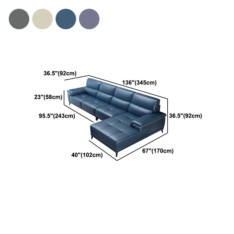 135.83" W x 66.93" D x 36.22" H Genuine Leather Sofa & Chaise Sewn Pillow Back Sofa