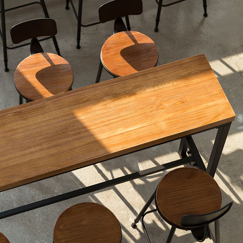 Industrial Style Bar Table Solid Wood Top Bistro Table with Trestle Base Clearhalo 'Bar Furniture' 'Bar Tables' 'bar_tables' 'furn' 'furn_bar_tables' 'Furniture' 'Kitchen & Dining Furniture' 1200x1200_6d255251-0431-4c14-9d3a-0bfa4b3c1373