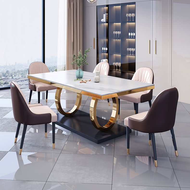 Traditional Luxury Rectangle Dining Table Stainless Steel Table for Dining Room Clearhalo ' dining_table' 'Dining Tables & Seating' 'Dining Tables' 'furn' 'furn_dining_table' 'Furniture' 'furniture_dining_table' 'Kitchen & Dining Furniture' 'kitchen&dining_furn' 'kitchen' 'kitchen_dining_table' 1200x1200_6d25c9c8-814c-4cf5-8e6c-88bba2347bce