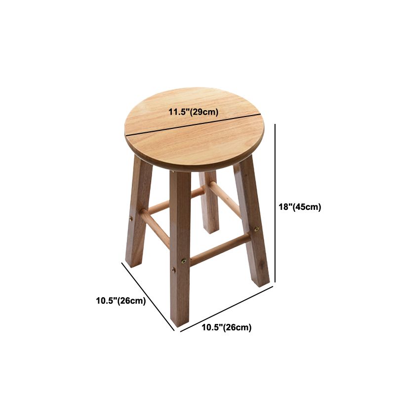 Taburete redondo moderno sin respaldo, taburete de bar de madera maciza de roble en color natural