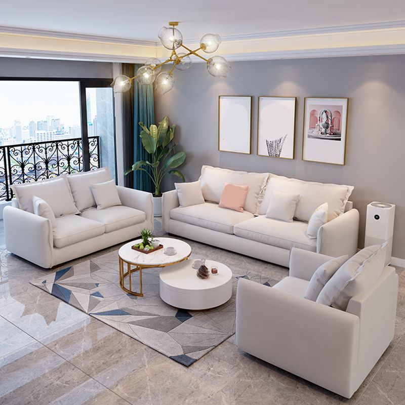 Modern Cushions Standard Sofa 35.43"High Square Arm Sofa, Beige Clearhalo 'furn' 'furn_sofas' 'Furniture' 'furniture_sofas' 'Living Room Furniture' 'Sofa' 'sofas' 1200x1200_6d2714a6-9c56-4587-97a2-96b53d8144ca