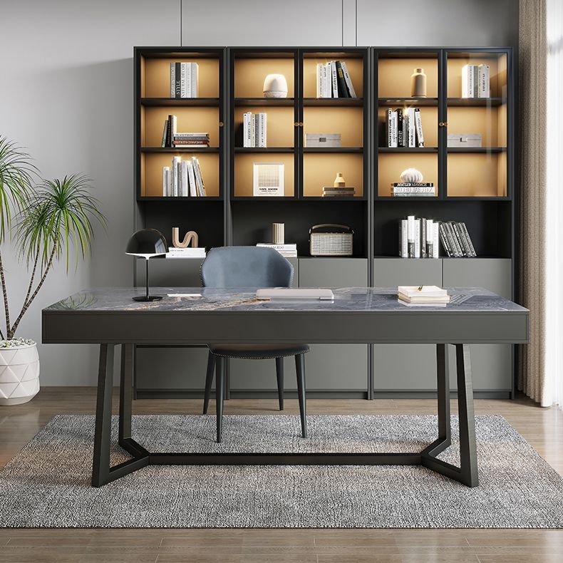 Bureau d'écriture en bois massif moderne 3 dessins de bureau rectangulaire de dessin