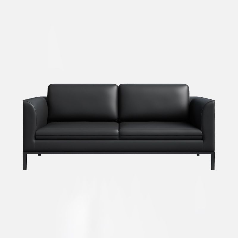 Square Arm Settee Stain-Resistant Leather Couch in Black/Grey Clearhalo 'furn' 'furn_sofas' 'Furniture' 'furniture_sofas' 'Living Room Furniture' 'Sofa' 'sofas' 1200x1200_6d2a0830-a4f0-4395-b22d-36b3979598e5