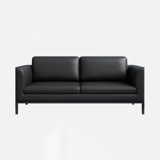 Square Arm Settee Stain-Resistant Leather Couch in Black/Grey Clearhalo 'furn' 'furn_sofas' 'Furniture' 'furniture_sofas' 'Living Room Furniture' 'Sofa' 'sofas' 1200x1200_6d2a0830-a4f0-4395-b22d-36b3979598e5