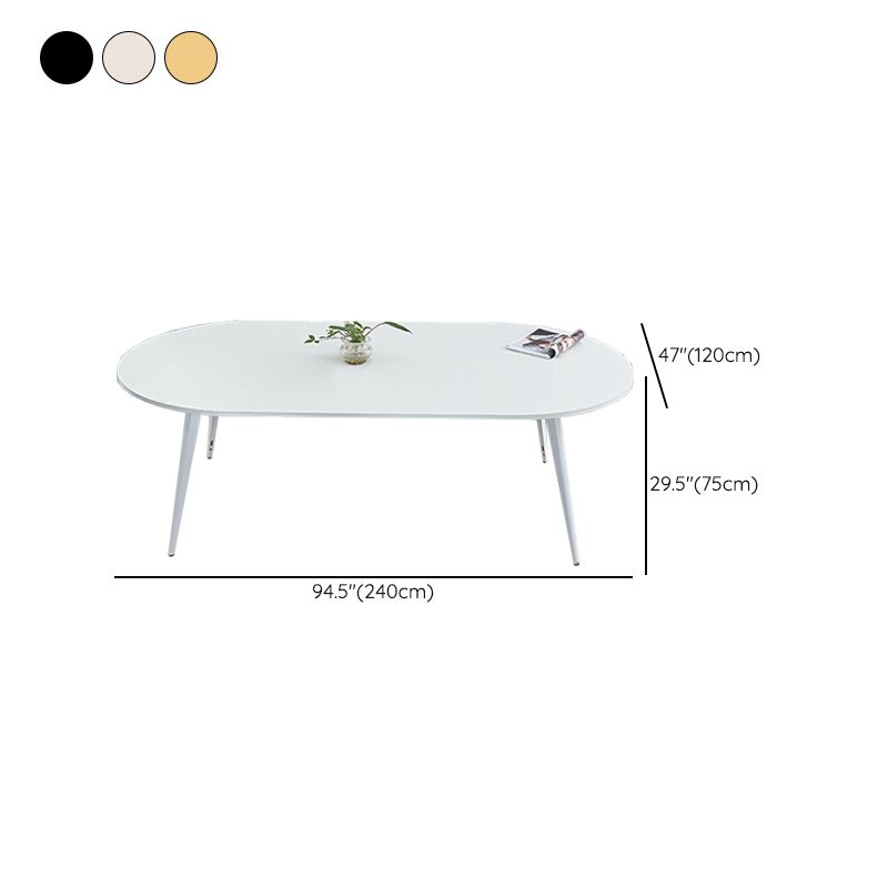 Eigentijdse kantoorbureau ovaal wit hout parsons schrijven bureau