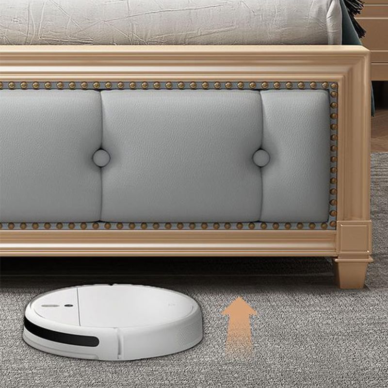 Victorian Style Bed Frame Rubberwood Bed with Upholstered Headboard