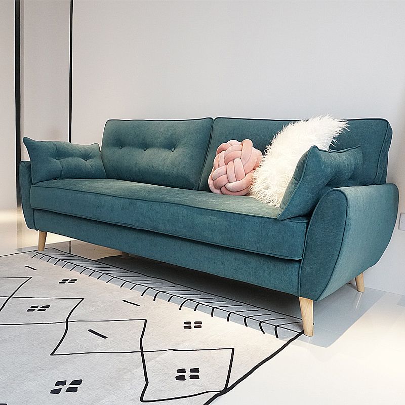 Contemporary Pillow Top Arm Sofa Loose Back Velvet Couch for Living Room Clearhalo 'furn' 'furn_sofas' 'Furniture' 'furniture_sofas' 'Living Room Furniture' 'Sofa' 'sofas' 1200x1200_6d2a8b31-23a9-4a58-9590-8a989296aabb