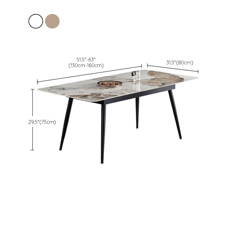 Simplicity Rectangle Home Fixed Desk Extendable Sintered Stone Dining Table Clearhalo 'Dining Tables & Seating' 'Dining Tables' 'dining_table' 'furn' 'furn_dining_table' 'Furniture' 'Kitchen & Dining Furniture' 1200x1200_6d2d463c-aa6b-4e59-bdcd-3d7c1813e87e