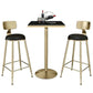 Glam Faux Marble Bar Table 41.3"H Pedestal Bistro Bar Desk with Metal Base