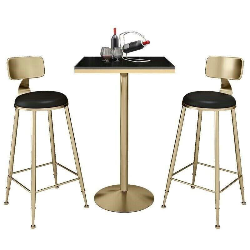Glam Faux Marble Bar Table 41.3"H Pedestal Bistro Bar Desk with Metal Base