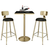 Glam Faux Marble Bar Table 41.3"H Pedestal Bistro Bar Desk with Metal Base