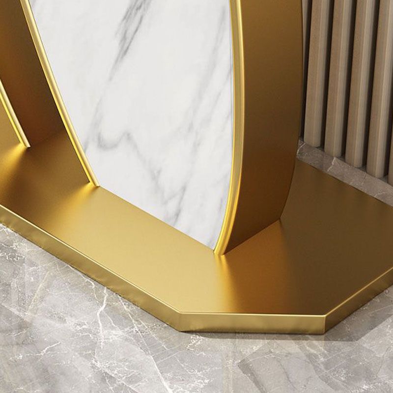 Mesa de acento de hierro de Glam Stone Mesa de sofá de la consola de media luna para Hall