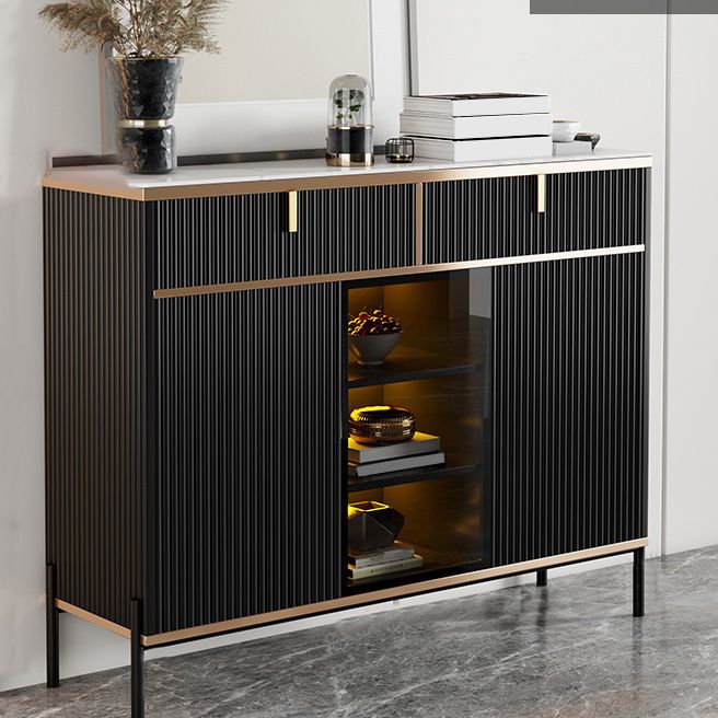 Sideboard Steintüren im Glam -Stil Seitenbrett mit Schränken und Schubladen