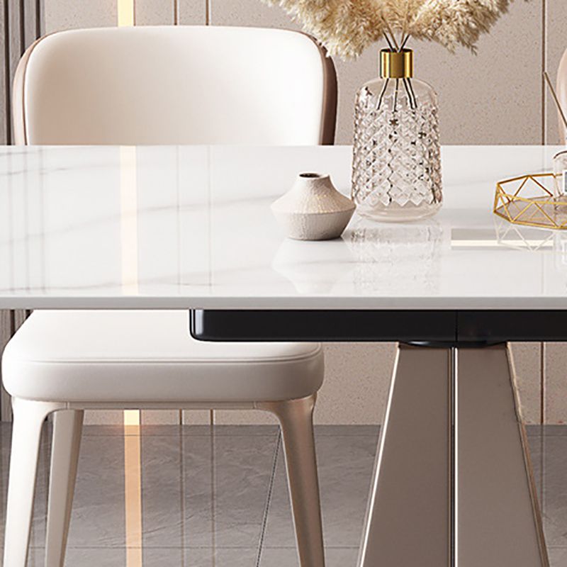 Modern Style Metal Dining Table Sintered Stone Top Table for Dining Room Clearhalo 'Dining Tables & Seating' 'Dining Tables' 'dining_table' 'furn' 'furn_dining_table' 'Furniture' 'furniture_dining_table' 'Kitchen & Dining Furniture' 1200x1200_6d3493a0-589e-4152-ab44-975f24cc8c04