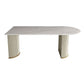 Modern White Stone Dining Table with Metal Legs for Dining Room