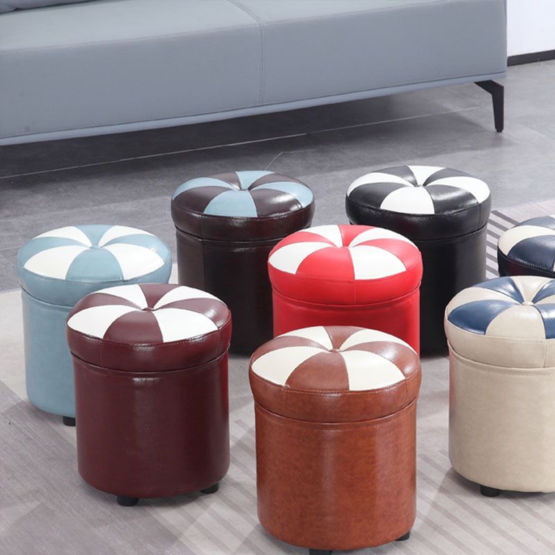 Wine Red Round Pouf Leather Color Piece Pouf for Drawing Room Clearhalo 'furn' 'furn_ottomans_poufs' 'Furniture' 'Living Room Furniture' 'Ottomans & Poufs' 'ottomans_poufs' 1200x1200_6d36060a-6343-4fd5-ab77-c106cc429a42