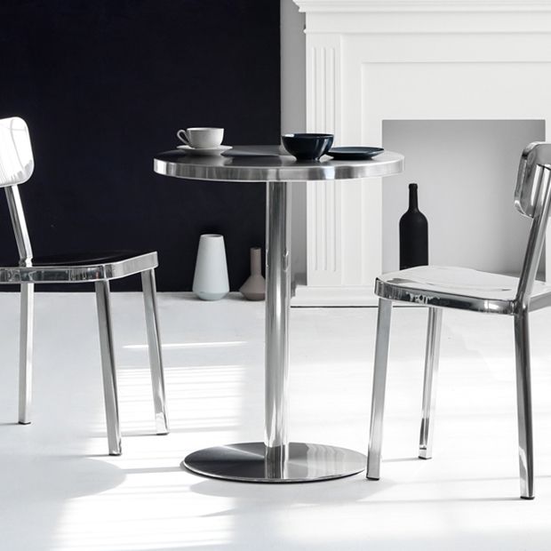 Industrial Dining Room Table Stainless Steel Table with Pedestal Table for Home Kitchen Dinner Clearhalo ' dining_table' 'Dining Tables & Seating' 'Dining Tables' 'furn' 'furn_dining_table' 'Furniture' 'furniture_dining_table' 'Kitchen & Dining Furniture' 'kitchen&dining_furn' 'kitchen' 'kitchen_dining_table' 1200x1200_6d361fa2-07ff-47a7-94df-6690839824ff