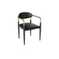 Faux Leather Arm Chairs Upholstered Dining Chairs with Metal Base