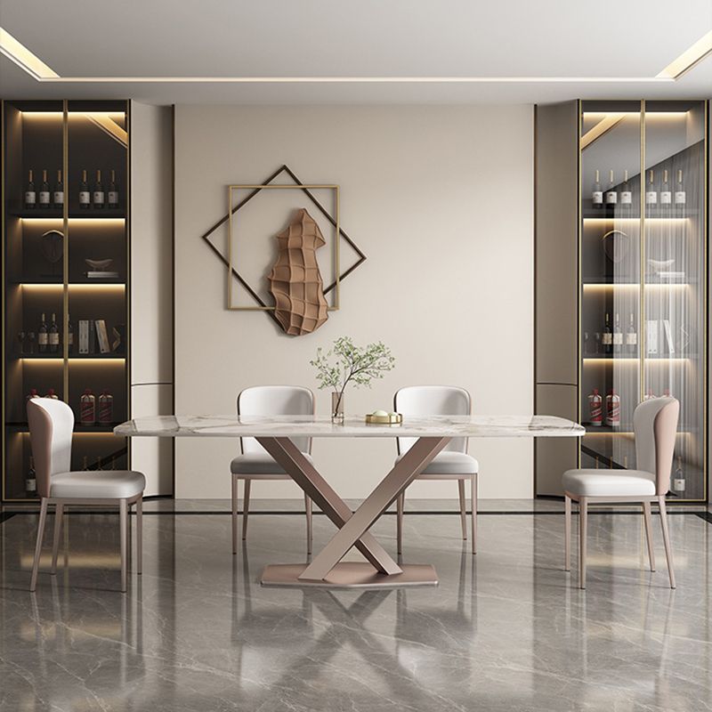 Glam Style Rectangle Table Set 1/2/5/7 Pieces Dining Set with Metal Legs Clearhalo 'Dining Room Sets' 'Dining Tables & Seating' 'dining_room_set' 'furn' 'furn_dining_room_set' 'Furniture' 'Kitchen & Dining Furniture' 1200x1200_6d37dcca-3270-4544-821e-2dc056c00927