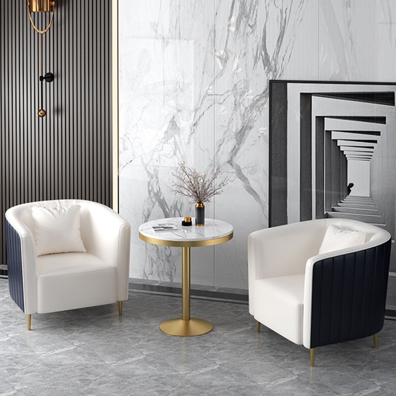 Pillow Back Arms Included Chair Gold Four Legs Barrel Accent Chair