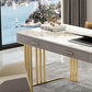 Glam Writing Desk Stone Rectangle 29.53" Tall Office Desk with Drawers Clearhalo 'furn' 'furn_office_desk' 'Furniture' 'Office Desks' 'Office Furniture' 'office_desk' 1200x1200_6d38a2f0-bd15-47d5-94f0-ad412b18c84c