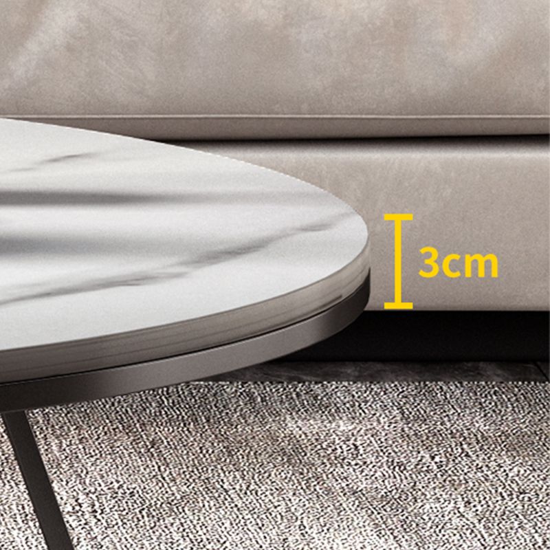 Glam Oval Top Coffee Table with Iron Cross Base and Stone Top Clearhalo 'Coffee & Accent Tables' 'Coffee Tables' 'coffee_tables' 'furn' 'furn_coffee_tables' 'Furniture' 'Living Room Furniture' 1200x1200_6d3ab3ad-0699-477f-865b-a618a0d00f0c