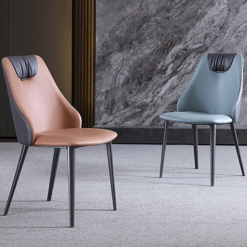 Industrial Style Faux Leather Chairs Armless Side Chairs with Metal Legs for Home Use Clearhalo 'Dining Chairs' 'Dining Tables & Seating' 'dining_chair' 'furn' 'furn_dining_chair' 'Furniture' 'Kitchen & Dining Furniture' 1200x1200_6d3af1dd-7908-4f91-8dfd-f58983ea524a