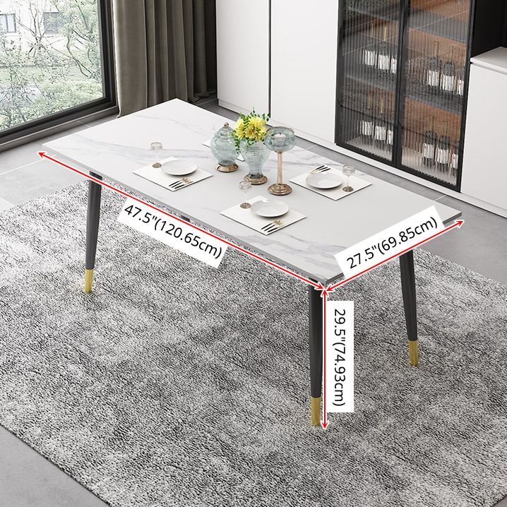 Traditional Sintered Stone Top Dining Set with 4 Black Metallic Legs for Dining Furniture Clearhalo 'Dining Room Sets' 'Dining Tables & Seating' 'dining_room_set' 'furn' 'furn_dining_room_set' 'Furniture' 'furniture_dining_room_set' 'Kitchen & Dining Furniture' 'kitchen&dining_furn' 'kitchen' 1200x1200_6d3bfb39-599e-49a3-90ff-10b5d91a4c60