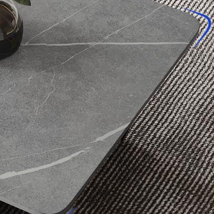 15,7 "H Rechteck Schiefer Couchtisch Metall 4 Bein Cocktailtisch mit Regal