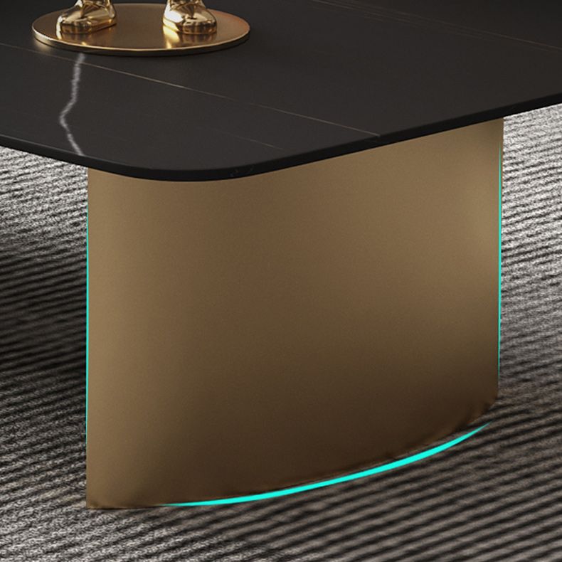 Glam Sled Coffee Table Slate Rectangular Cocktail Table for Home