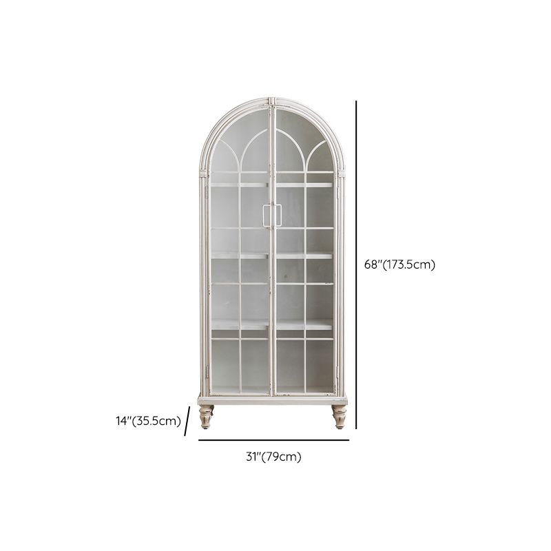 Traditional Pine Display Stand Glass Doors Display Cabinet for Dining Room