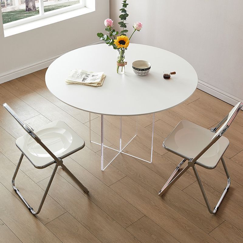 Modern Dining Set 1/3/4/5 Pcs Round Dining Table with Side Chairs in White Clearhalo 'Dining Room Sets' 'Dining Tables & Seating' 'dining_room_set' 'furn' 'furn_dining_room_set' 'Furniture' 'Kitchen & Dining Furniture' 1200x1200_6d428a79-bd6f-4a62-ad48-6ff5c2169e88