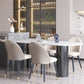 Sintered Stone Dining Table Modern White Top Table with Black Frame for Kitchen