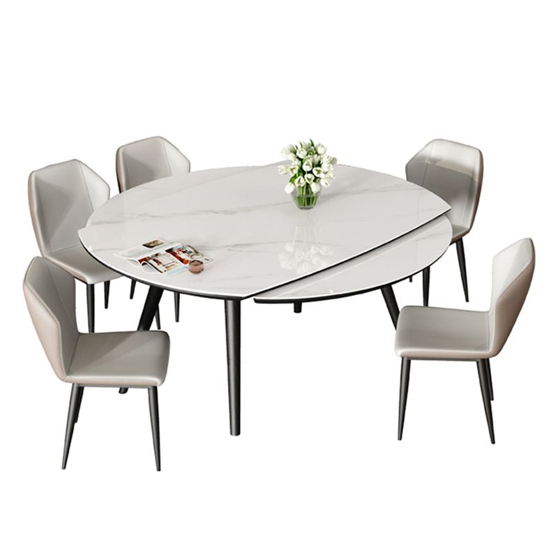 Mesa de comedor sencilla y moderna, mesa de comedor de piedra sinterizada con base de madera