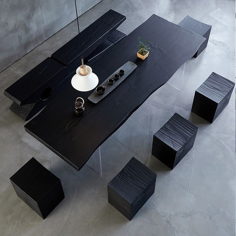 Modern Black in Pine Dining Table Specialty Dining Table for Kitchen Clearhalo 'Dining Tables & Seating' 'Dining Tables' 'dining_table' 'furn' 'furn_dining_table' 'Furniture' 'Kitchen & Dining Furniture' 1200x1200_6d4668ba-6eb4-42fd-a6e1-4084c2c55bf9