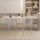Contemporary Dining Table White Rectangle Solid Wood Dinner Table