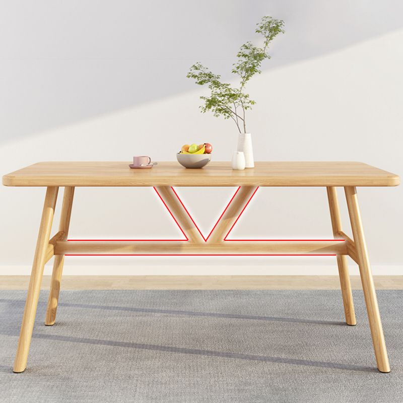 Mesa de comedor rectangular mesa de comedor de base de caballete en nogal y natural