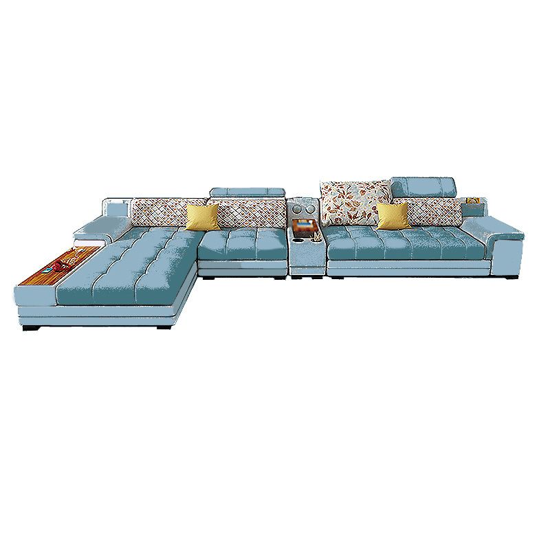161.42"L X 98.43"W X 35.43"H Pu Cushion Back Sofa Square Arm Sectionals with Storage Clearhalo 'furn' 'furn_sectionals' 'Furniture' 'furniture_sectionals' 'kitchen' 'kitchen_sectionals' 'Living Room Furniture' 'Sectionals' 1200x1200_6d4a0c7d-1586-4559-ba49-06c2c23b6d25