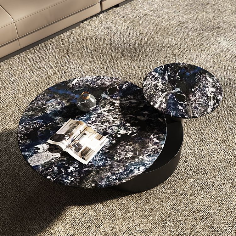 Minimalistic Slate Coffee Table Round Bunching Coffee Table Sets for Living Room Clearhalo 'Coffee & Accent Tables' 'Coffee Tables' 'coffee_tables' 'furn' 'furn_coffee_tables' 'Furniture' 'Living Room Furniture' 1200x1200_6d4ac0a1-f86f-485f-aa1b-61026d0817a6