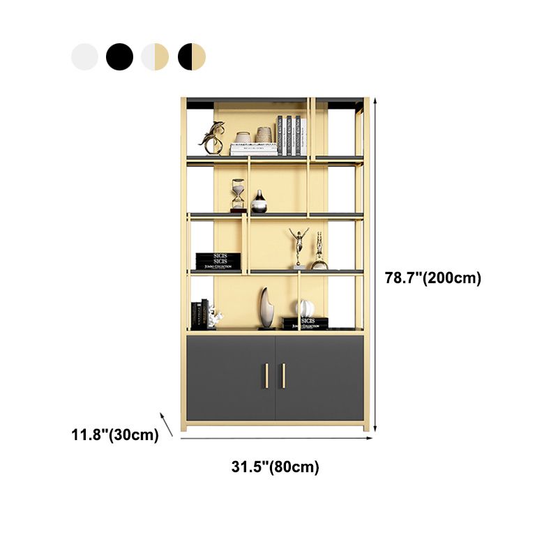 78.7"H Modern Style Bookcase Metal Open Back Bookshelf with Door for Home Office