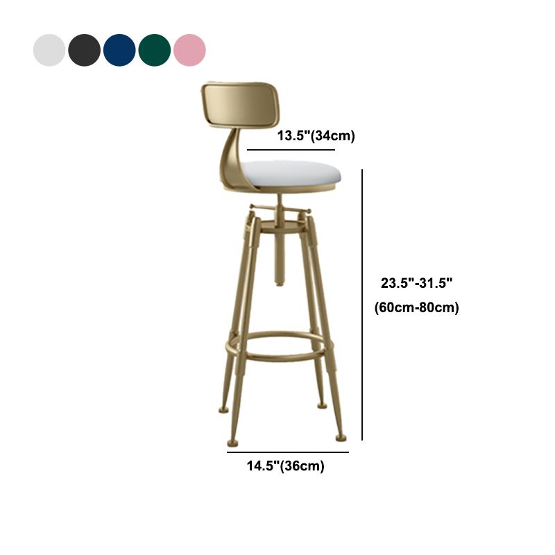 Glam Liftable Rotatable Counter Stool Iron Cafe Bar Stool with Cushion and Pedal Clearhalo 'Bar Furniture' 'Bar Stools' 'bar_stools' 'furn' 'furn_bar_stools' 'Furniture' 'furniture_bar_stools' 'Kitchen & Dining Furniture' 1200x1200_6d4b16b8-eda0-4104-a27b-e2cb675e7da9