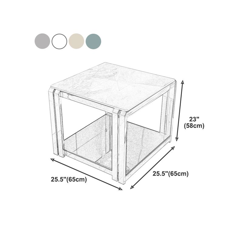 棚付きの石の上端テーブルグラムフレームソファのサイドテーブルリビングルーム
