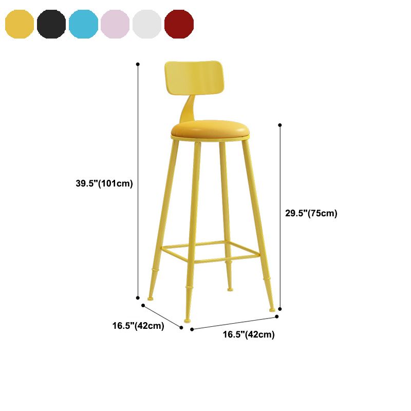 Contemporary Metal Stool PU Leather Barstools in Matte Finish for Indoor